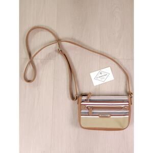 St. John’s Bay Striped Crossbody Bag Small Canvas Purse Zipper Adjustable Strap